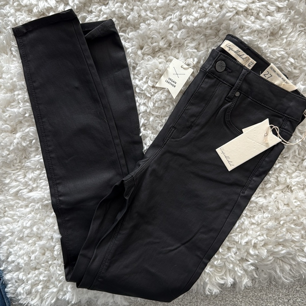 NWT Anthropologie Unpublished Coated High Waisted Olivia Jeans- Black 27 $78